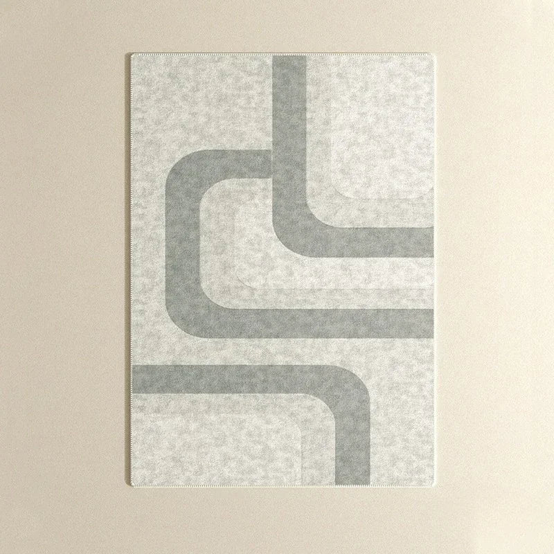 Beiger Teppich mit geometrischem Muster – Moderner, minimalistischer Teppich für Zuhause