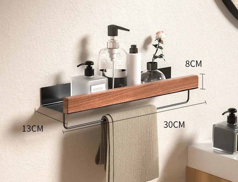 Eckregal aus Holz und Aluminium – Duschablage für Badezimmer