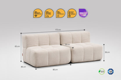 EEAZI Modulsofa – Flexibles Design für jeden Raum – 2-teilig Beige