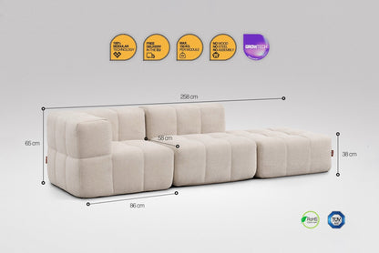 EEAZI Modulares Sofa – Flexibles Design für jeden Raum – 3-teilig Beige