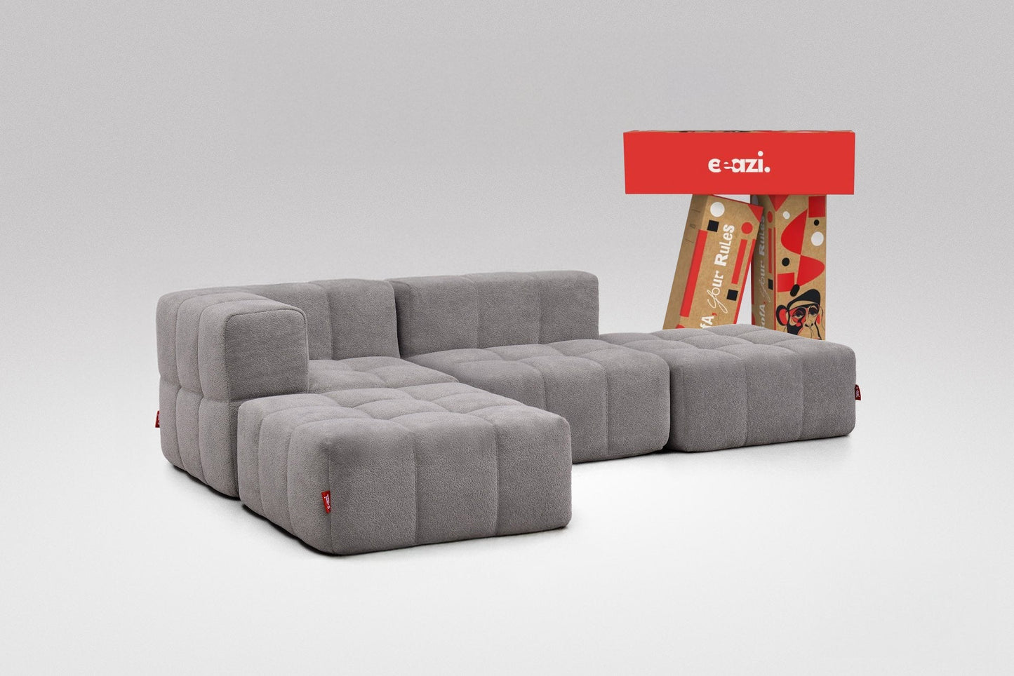EEAZI Modulsofa – Flexibles Design für jeden Raum – 4-teilig Grau
