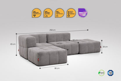 EEAZI Modulsofa – Flexibles Design für jeden Raum – 4-teilig Grau