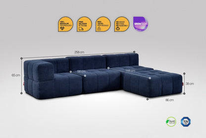 EEAZI Modulares Sofa – Flexibles Design für jeden Raum – 4-teilig, Blau