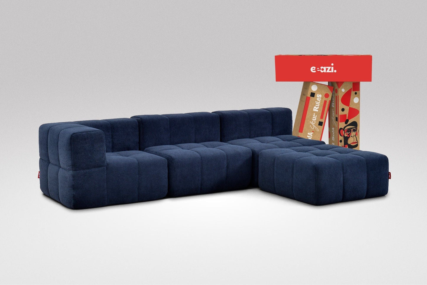 EEAZI Modulares Sofa – Flexibles Design für jeden Raum – 4-teilig, Blau