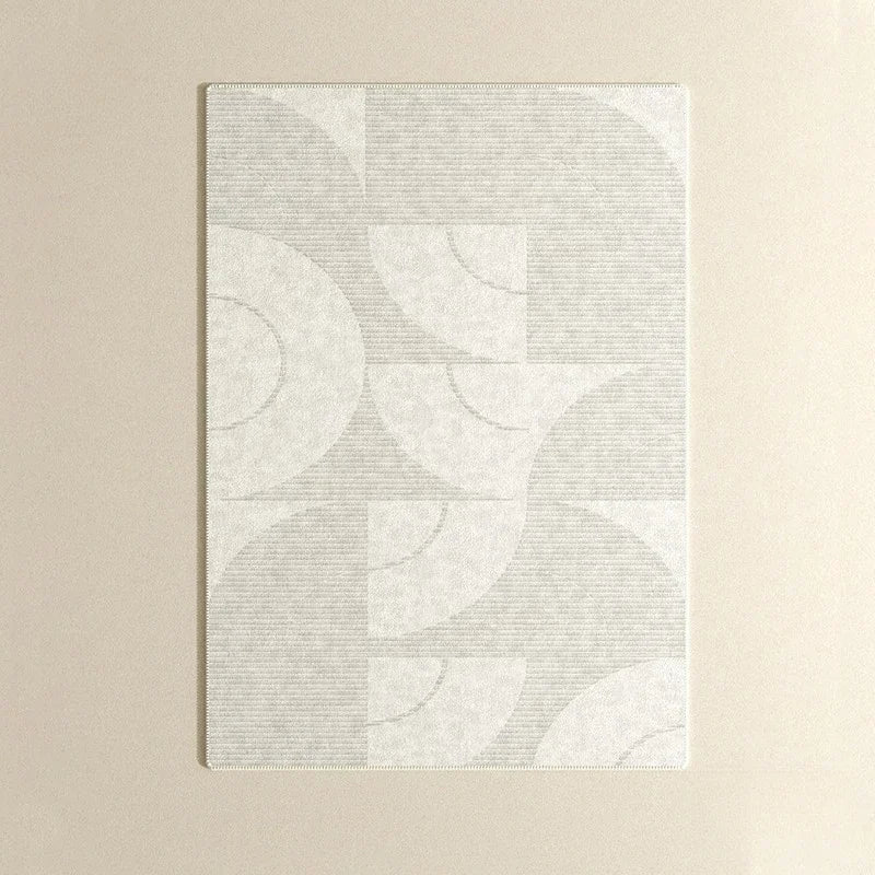 Beiger Teppich mit geometrischem Muster – Moderner, minimalistischer Teppich für Zuhause