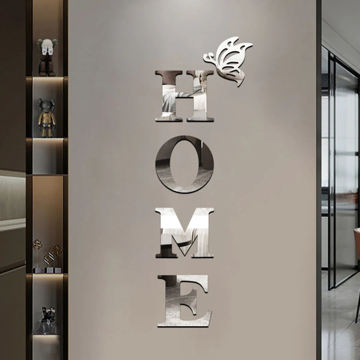 HOME 3D Spiegelfliesen Wandsticker – Moderne Eingangs- & Heimdekoration