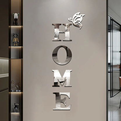 HOME 3D Spiegelfliesen Wandsticker – Moderne Eingangs- & Heimdekoration