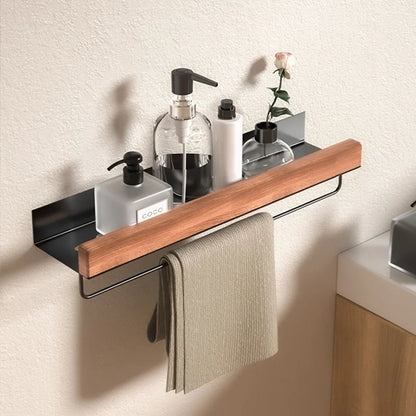 Eckregal aus Holz und Aluminium – Duschablage für Badezimmer