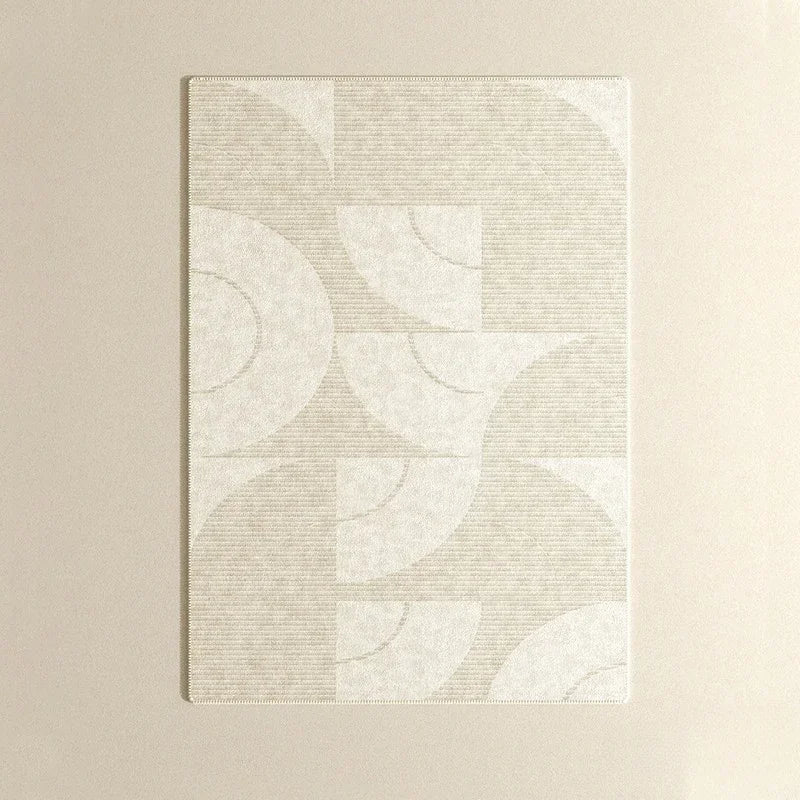 Beiger Teppich mit geometrischem Muster – Moderner, minimalistischer Teppich für Zuhause