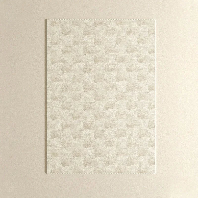 Beiger Teppich mit geometrischem Muster – Moderner, minimalistischer Teppich für Zuhause