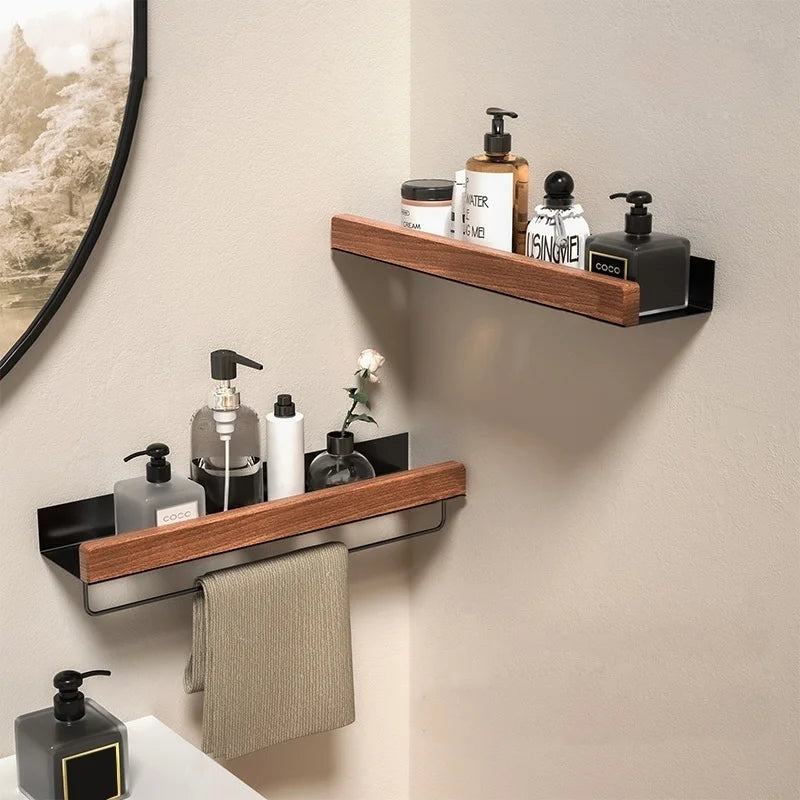 Eckregal aus Holz und Aluminium – Duschablage für Badezimmer