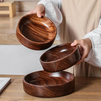 Solid Walnut Wood Bowl – Vintage Creative Salad & Fruit Bowl