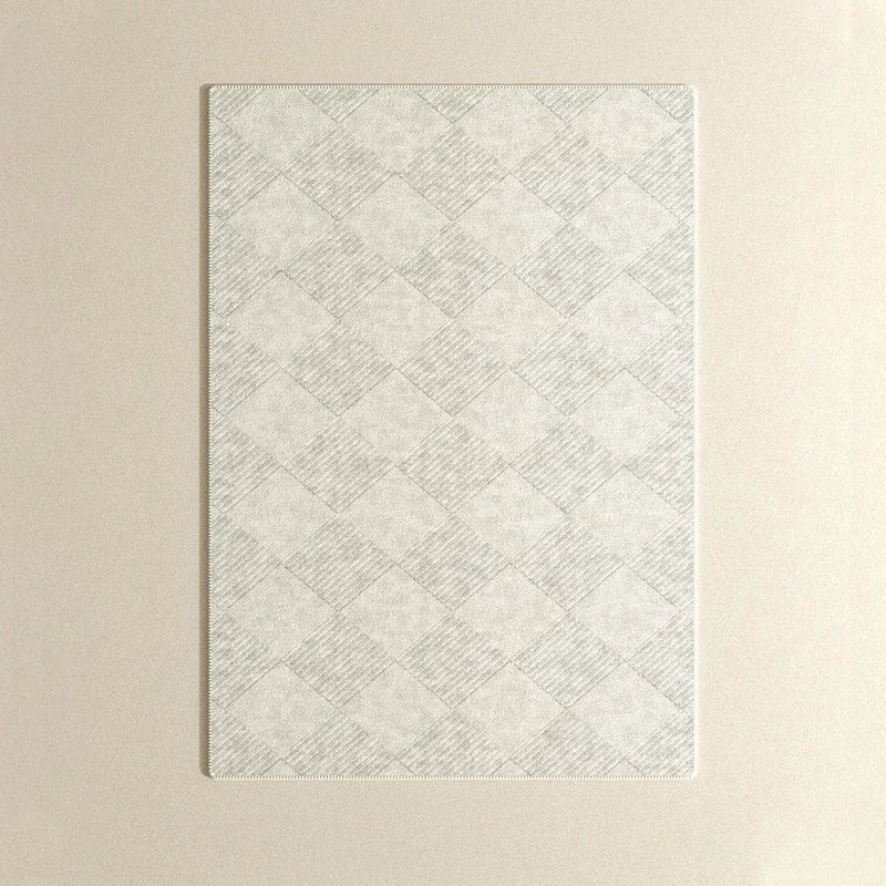 Beiger Teppich mit geometrischem Muster – Moderner, minimalistischer Teppich für Zuhause