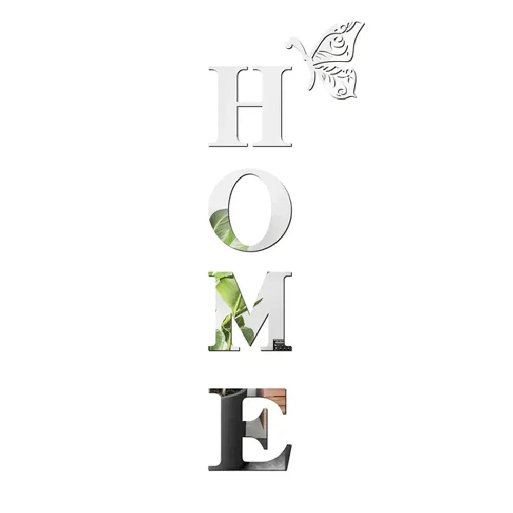 HOME 3D Spiegelfliesen Wandsticker – Moderne Eingangs- & Heimdekoration