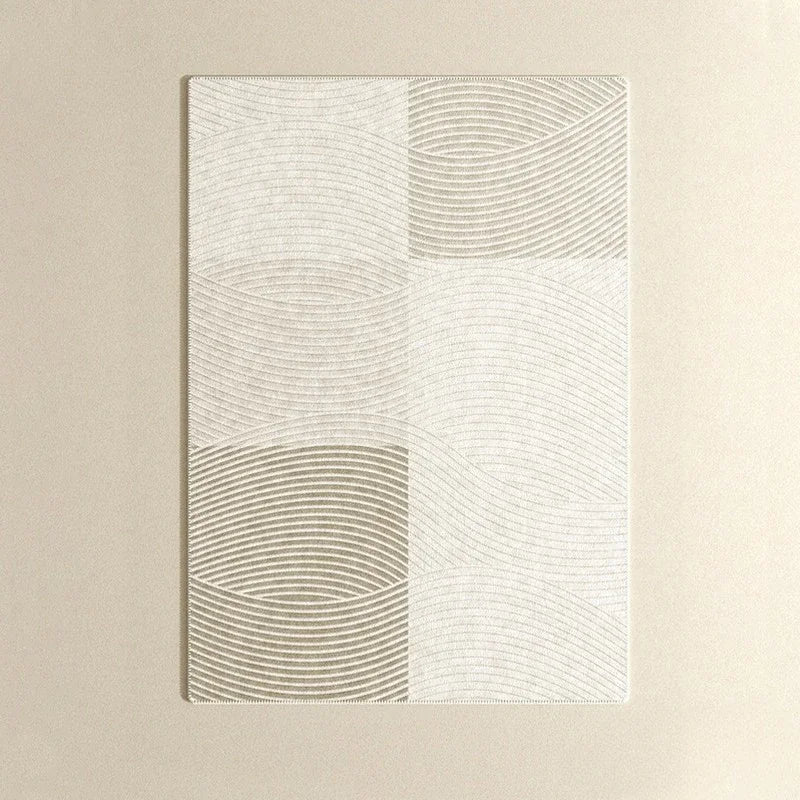 Beiger Teppich mit geometrischem Muster – Moderner, minimalistischer Teppich für Zuhause