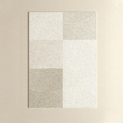 Beiger Teppich mit geometrischem Muster – Moderner, minimalistischer Teppich für Zuhause