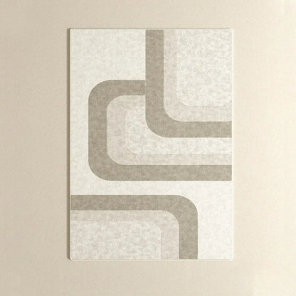 Beiger Teppich mit geometrischem Muster – Moderner, minimalistischer Teppich für Zuhause