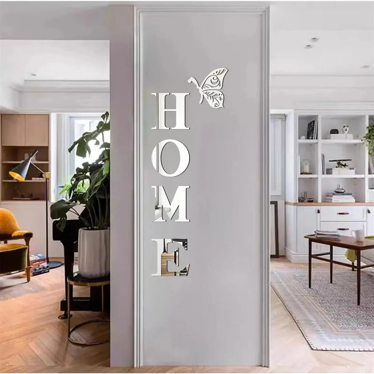 HOME 3D Spiegelfliesen Wandsticker – Moderne Eingangs- & Heimdekoration