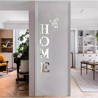 HOME 3D Spiegelfliesen Wandsticker – Moderne Eingangs- & Heimdekoration