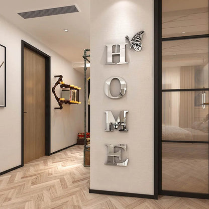 HOME 3D Spiegelfliesen Wandsticker – Moderne Eingangs- & Heimdekoration