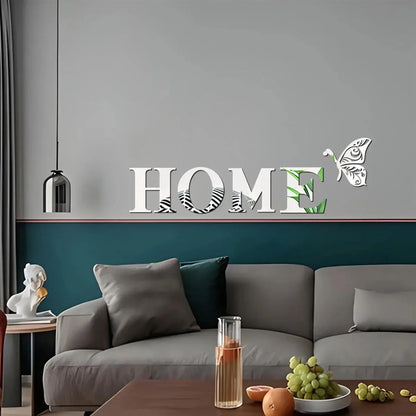 HOME 3D Spiegelfliesen Wandsticker – Moderne Eingangs- & Heimdekoration