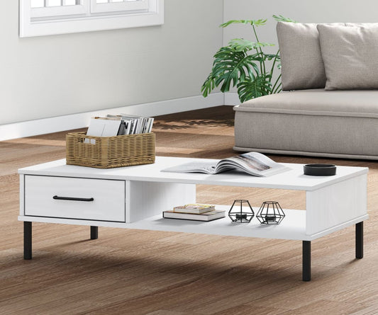 OSLO Couchtisch – Massives Kiefernholz & Metallbeine